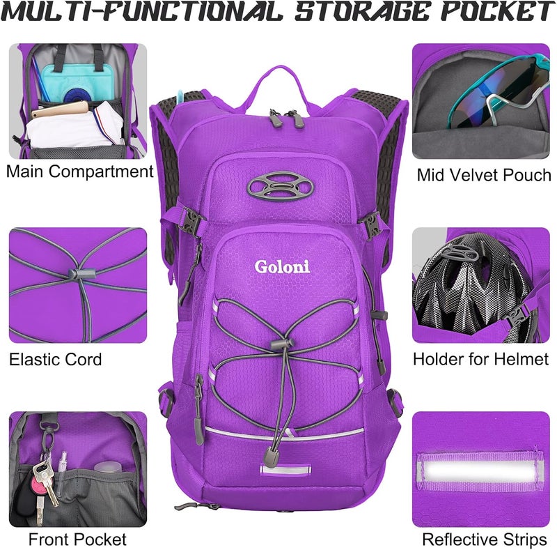 Goloni Hydration Backpack,Lightweight Hiking Backpack with 2L Water Bladder,Water Backpack for Biking, Running, Festival - Image 3